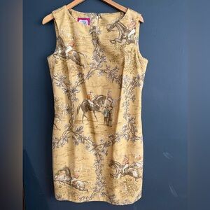 Tea Collection Horse Print Midi Dress in Yellow